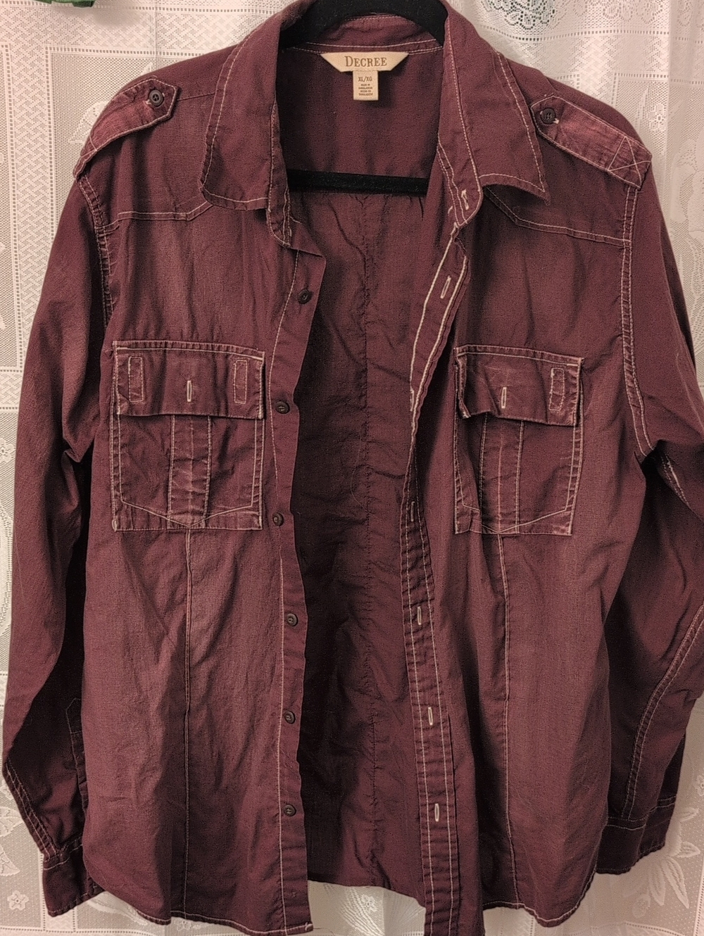 Decree Men's Burgundy Button Up Shirt